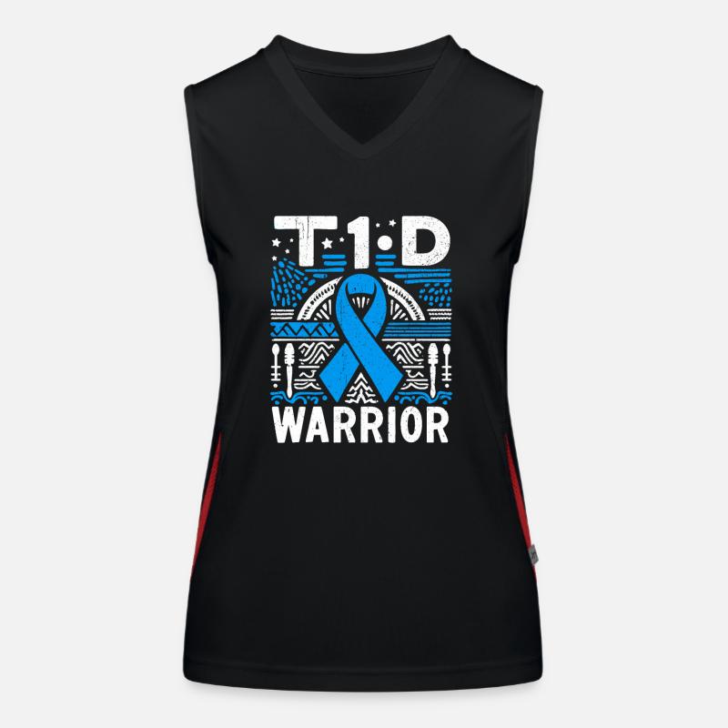 T1D Warrior - Type 1 Diabetic Combative Fun Women's Functional Contrast Tank Top