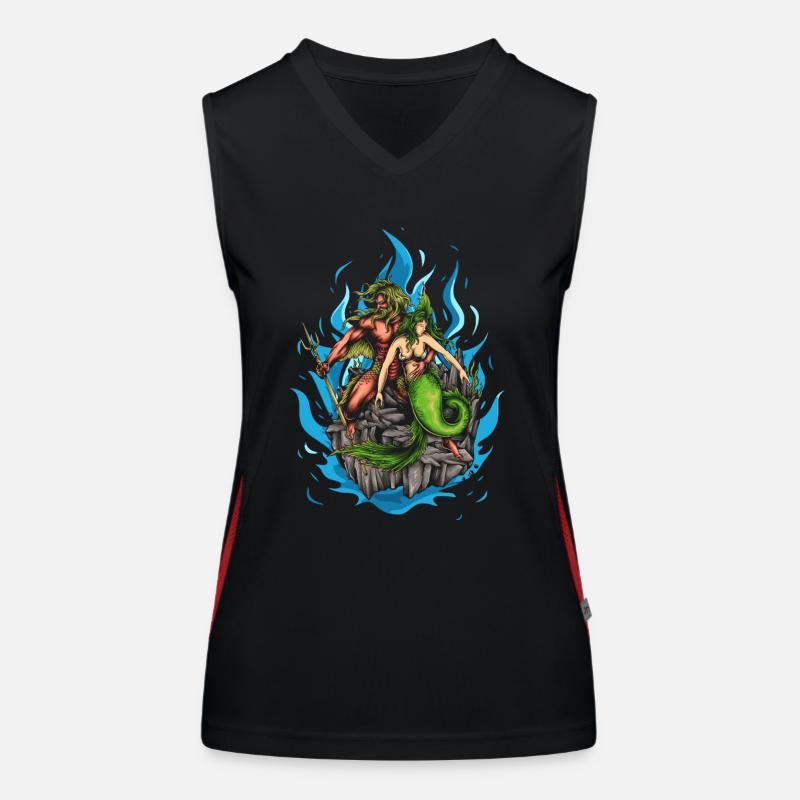 God Poseidon and Mermaid Women's Functional Contrast Tank Top