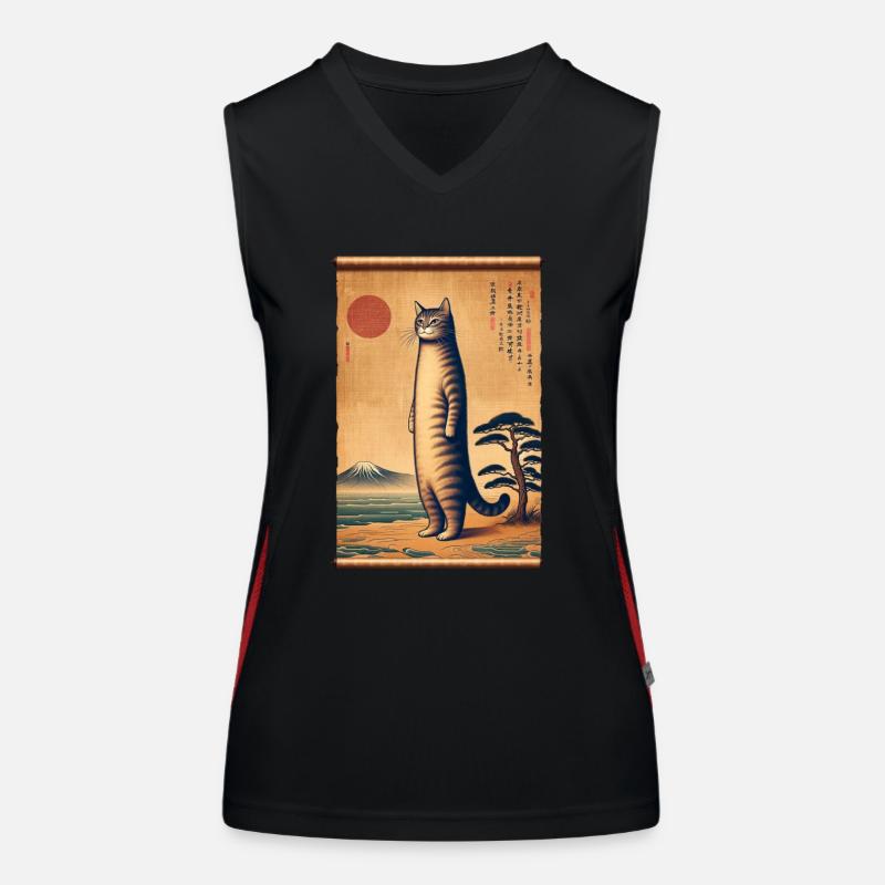 Mt. Fuji Sunset Papyrus Scroll Retro Women's Functional Contrast Tank Top