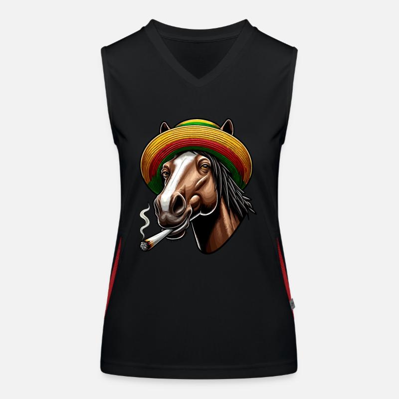 Pferd mit Joint, Hanf, Cannabis Funktionelles Kontrast-Tank Top für Frauen