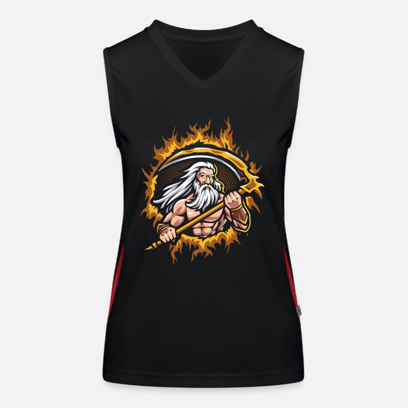 Uranus God with Halftone Fire Background Women's Functional Contrast Tank Top