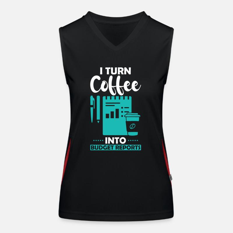 Turning Coffee into Budget Reports Women's Functional Contrast Tank Top