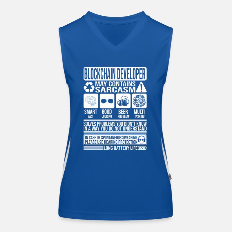 Blockchain Developer Sarcasm funny Gift Blockchain Women's Functional Contrast Tank Top