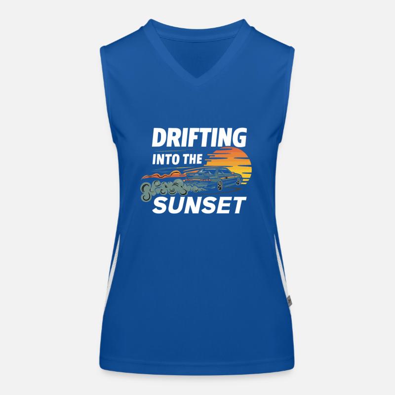 Course de drift automobile, dérive de sport automobile de voiture de course Débardeur respirant contrasté Femme