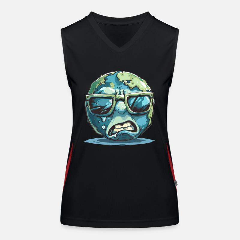 Globe terrestre cool avec lunettes de soleil graphique Débardeur respirant contrasté Femme