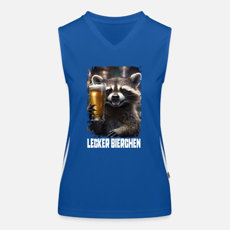 Lecker Bierchen Waschbär Funktionelles Kontrast-Tank Top für Frauen