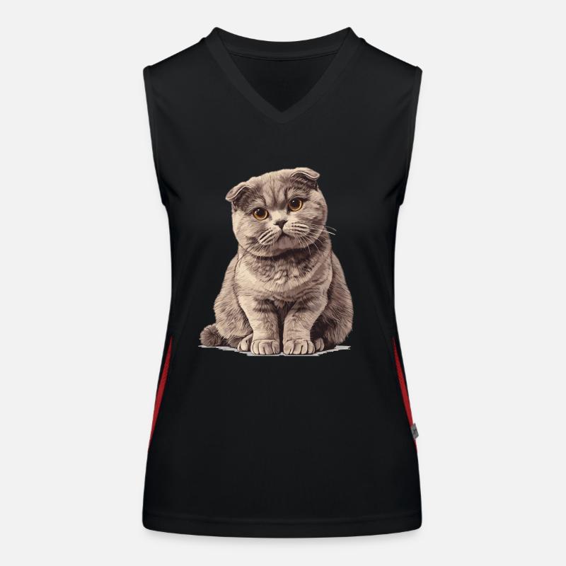 Scottish Fold Kitten Scottish Fold chat Débardeur respirant contrasté Femme