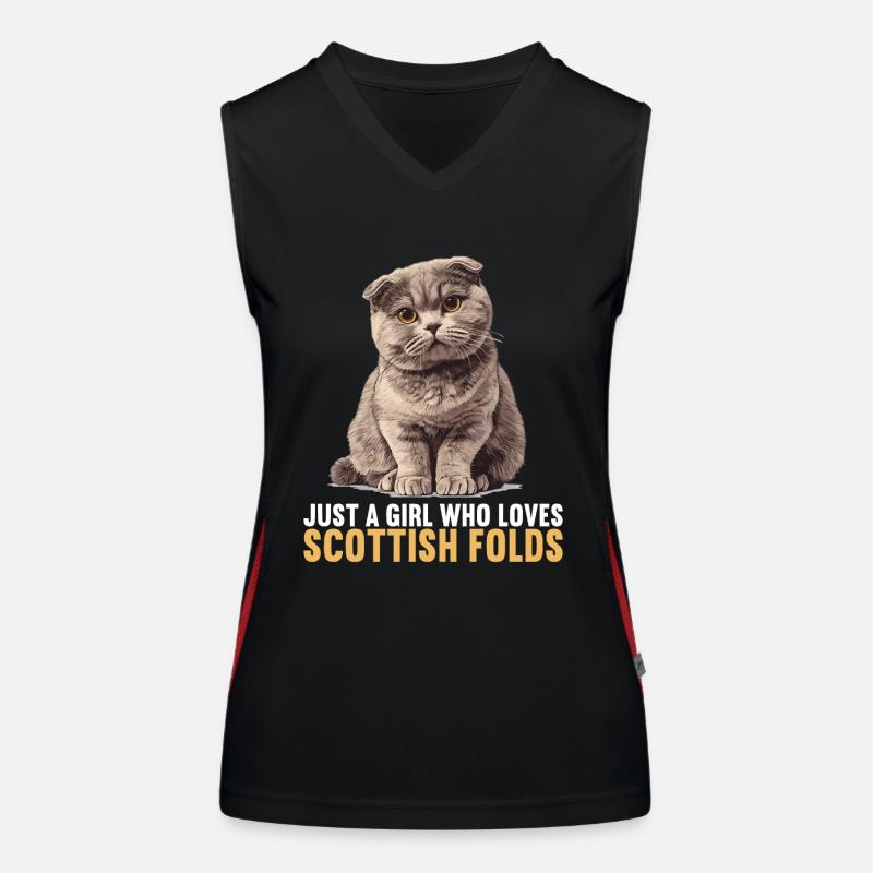 Scottish Fold Kitten Scottish Fold chat Débardeur respirant contrasté Femme