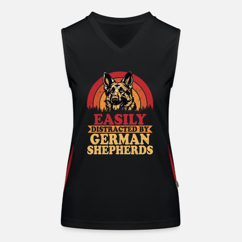 Easily Distracted By German Sheperds Dog Owner Pup Funktionelles Kontrast-Tank Top für Frauen
