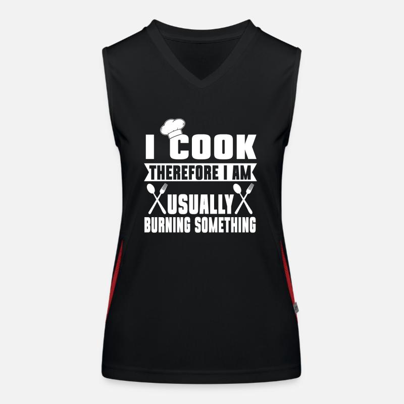 Ich Koche Also Bin Ich - Humorvolle Botschaft Funktionelles Kontrast-Tank Top für Frauen