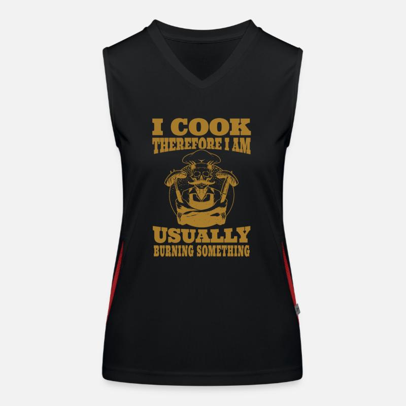 Ich Koche Also Bin Ich - Humorvolle Botschaft Funktionelles Kontrast-Tank Top für Frauen