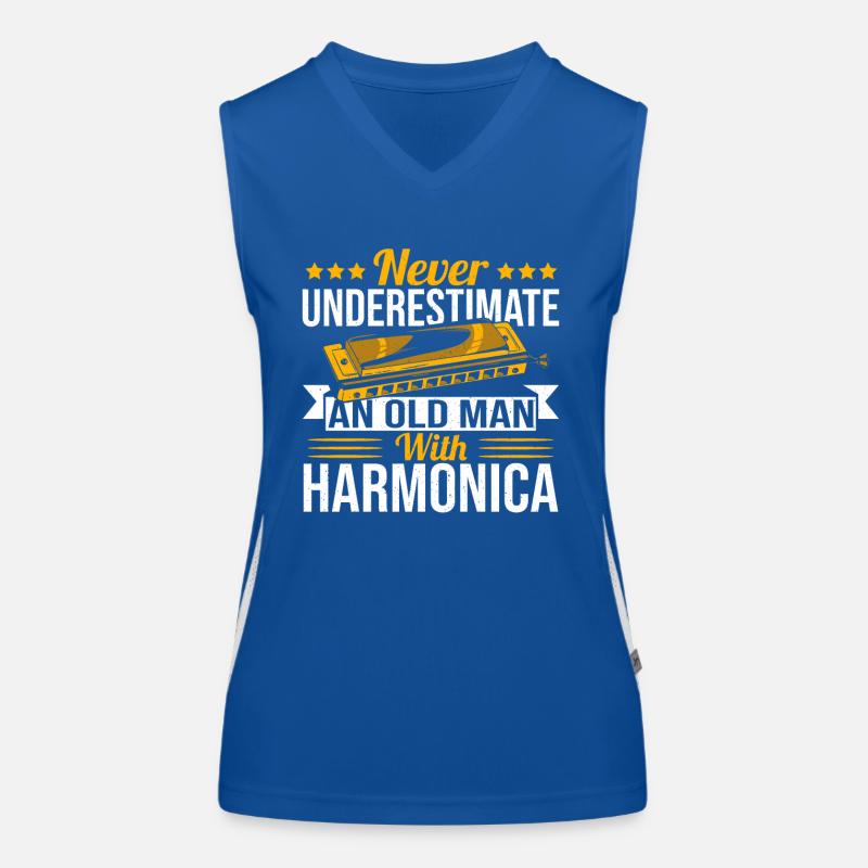 Playing Harmonica Gift Women's Functional Contrast Tank Top