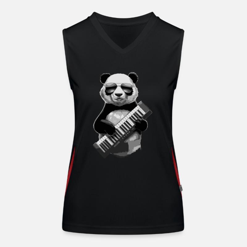 Panda Keytar Keyboard Gift Women's Functional Contrast Tank Top