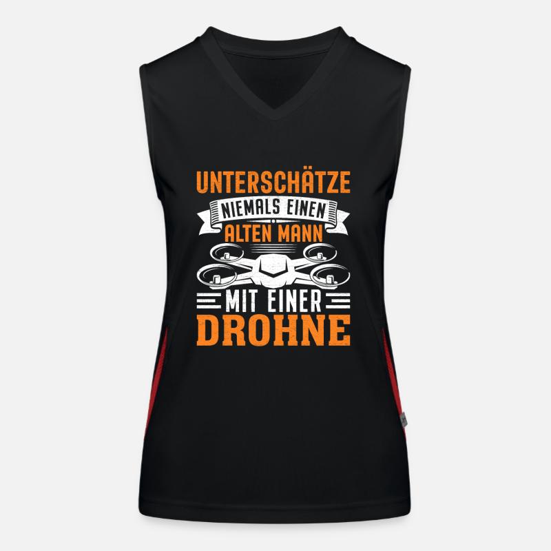 drone, retirement, grandpa, dad, drone pilot Women's Functional Contrast Tank Top