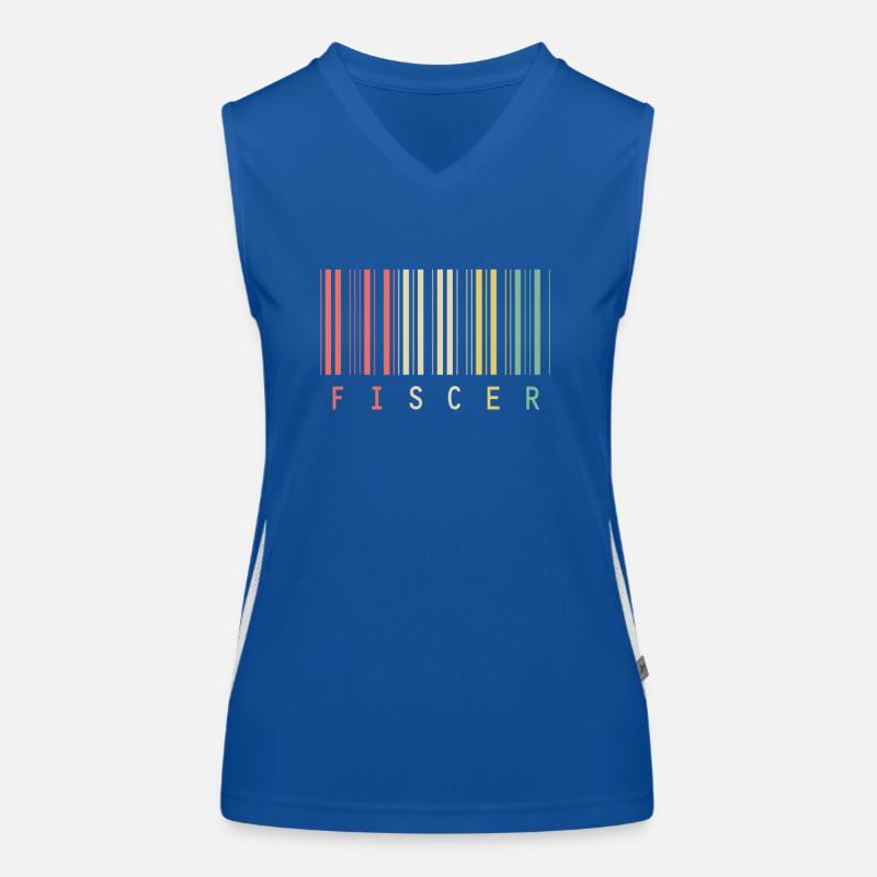 Fischer Barcode Familie Geschenkidee Funktionelles Kontrast-Tank Top für Frauen