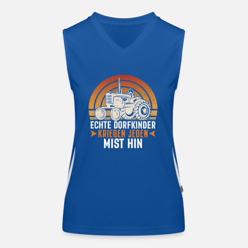 Geschenk Bauernspruch Dorfkind Statement Funktionelles Kontrast-Tank Top für Frauen