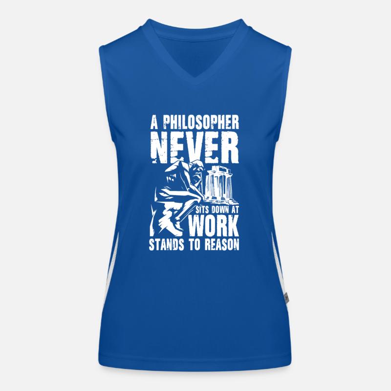 A Philosopher Never Sits Down at Work Funktionelles Kontrast-Tank Top für Frauen