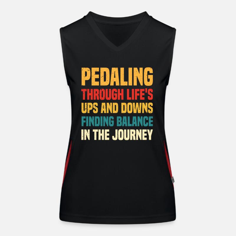 Pedaling Through Life's Ups And Downs, Finding Bal Women's Functional Contrast Tank Top
