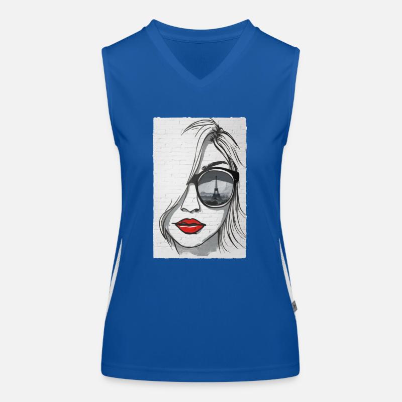 Graffiti-Mädchen in Paris - Eiffelturm Funktionelles Kontrast-Tank Top für Frauen