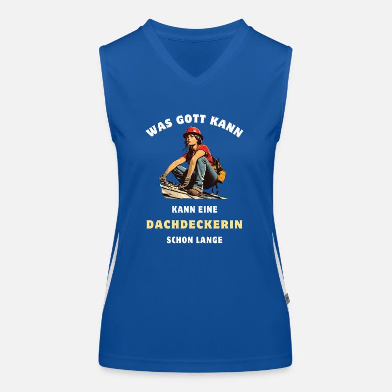 Dachdeckerin Beruf Witziger Spruch Handwerkerin Funktionelles Kontrast-Tank Top für Frauen
