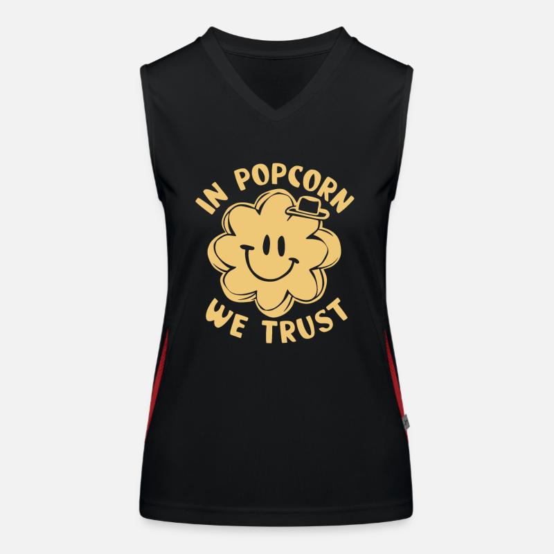 Funny popcorn saying, binge-watching popcorn Women's Functional Contrast Tank Top