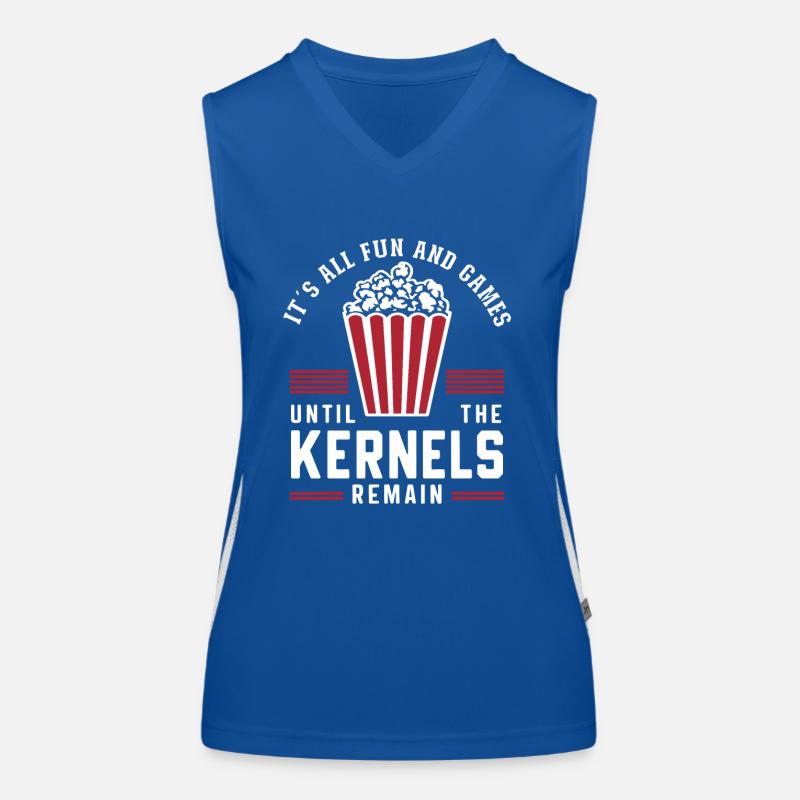 Funny popcorn saying, binge-watching popcorn Women's Functional Contrast Tank Top