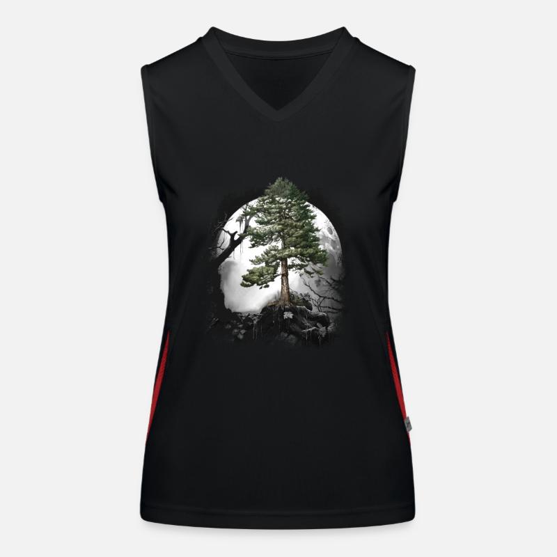 Forest Wilderness Coniferous Forest Tree Pine Halloween Trees Women's Functional Contrast Tank Top
