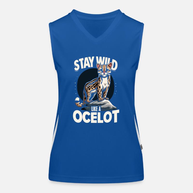 Ocelot Wild Cat Exotic Pets Jungle Big Cat Women's Functional Contrast Tank Top