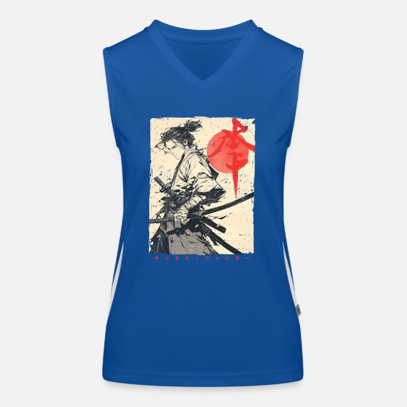 Samurai Fighter - Japanese Ukiyo-e Artwork Women's Functional Contrast Tank Top