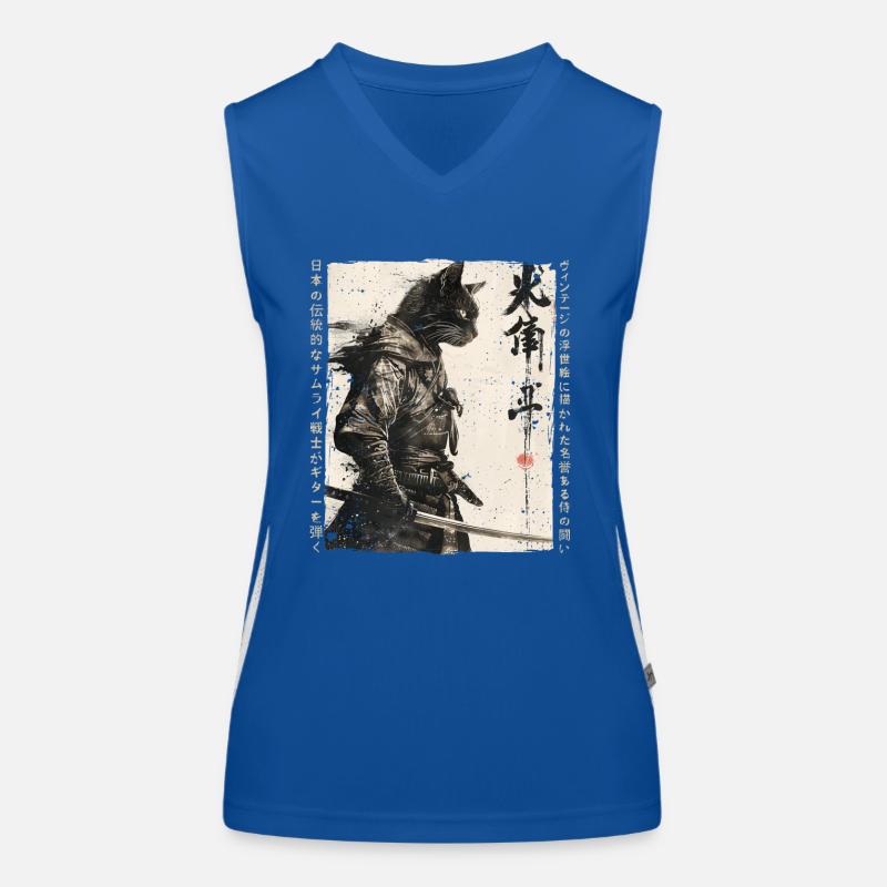 Samurai Cat Kawaii Japanische Ninja Katze Funktionelles Kontrast-Tank Top für Frauen