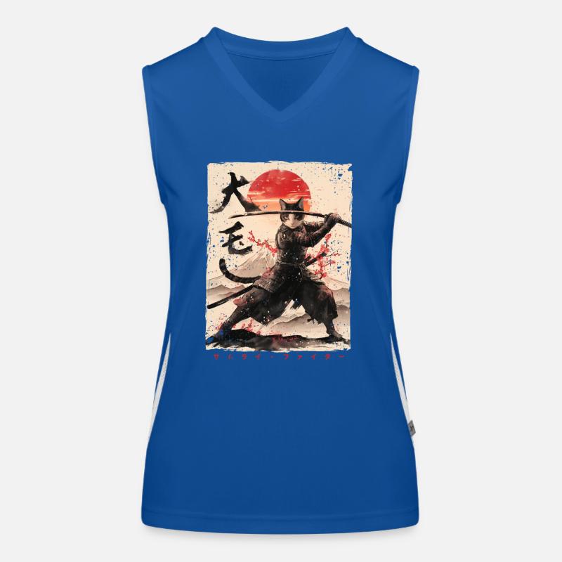 Samurai Cat Kawaii Japanische Ninja Katze Funktionelles Kontrast-Tank Top für Frauen