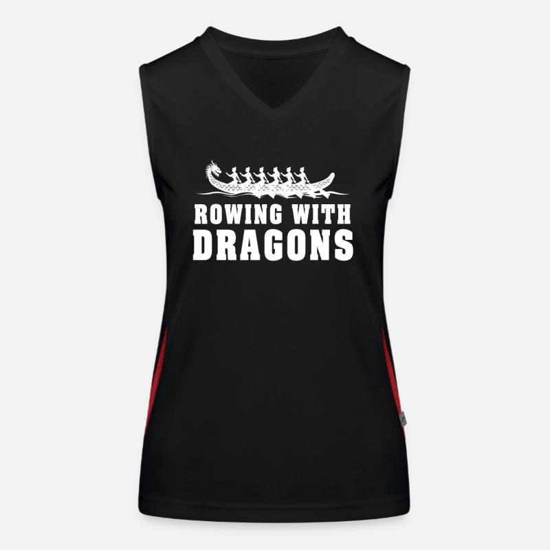 Rudern mit Drachen Drachenboot Funktionelles Kontrast-Tank Top für Frauen