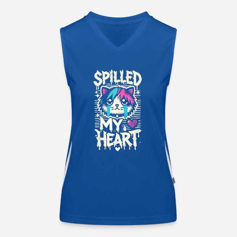 Emo Cat Design for Gothic Cat Lovers and Women's Functional Contrast Tank Top