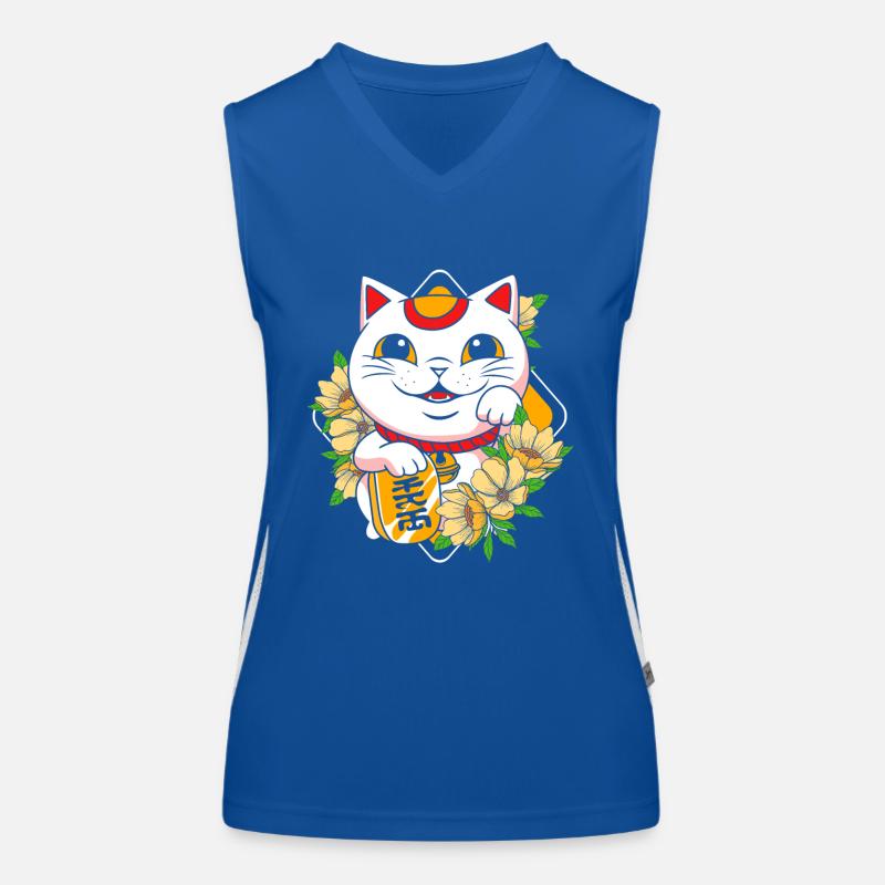 Maneki Neko Japan Glücksbringer Funktionelles Kontrast-Tank Top für Frauen