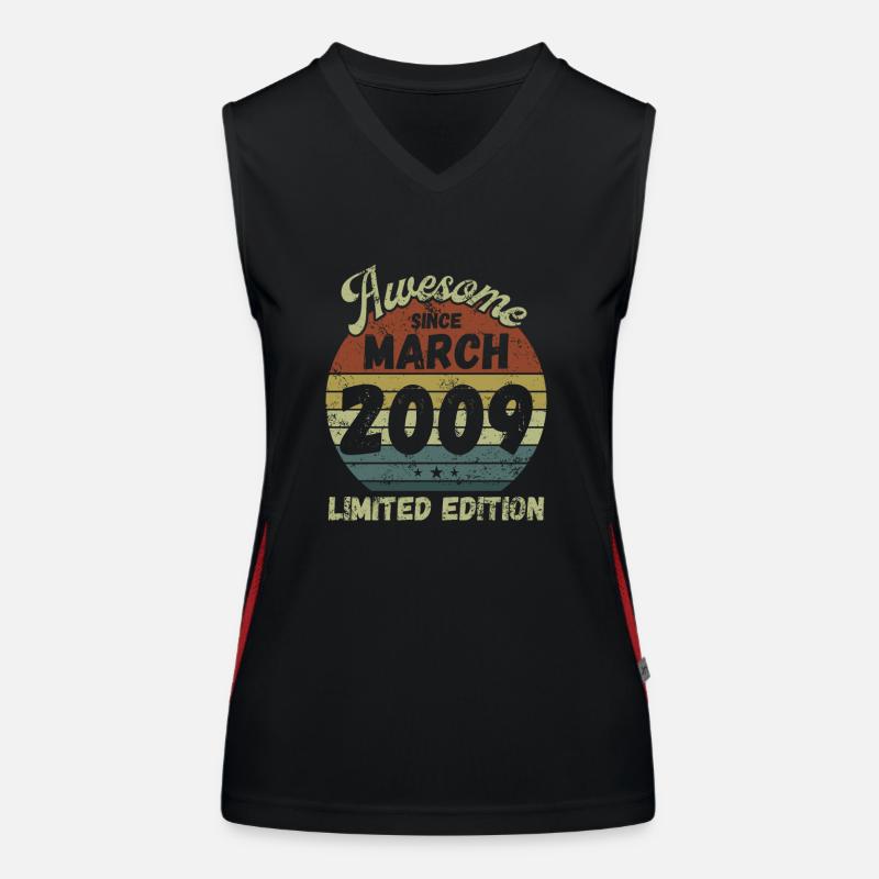 Awesome since March 2009 - Birthday Women's Functional Contrast Tank Top