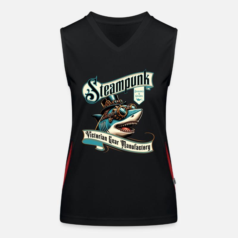 Bande dessinée de requin steampunk Débardeur respirant contrasté Femme