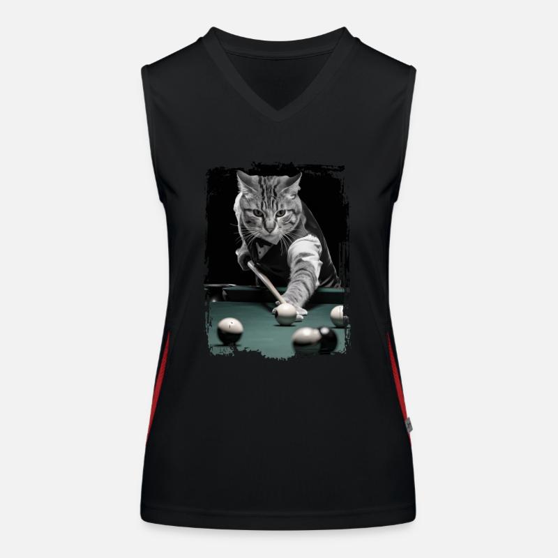 Katze spielt Billard Geschenk Funktionelles Kontrast-Tank Top für Frauen