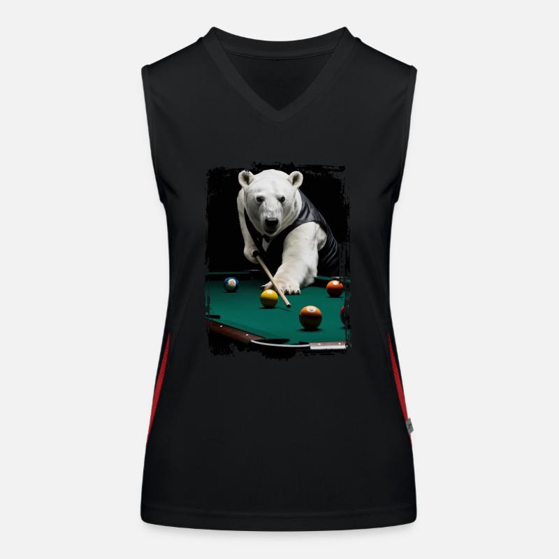 Eisbär spielt Billard Geschenk Funktionelles Kontrast-Tank Top für Frauen