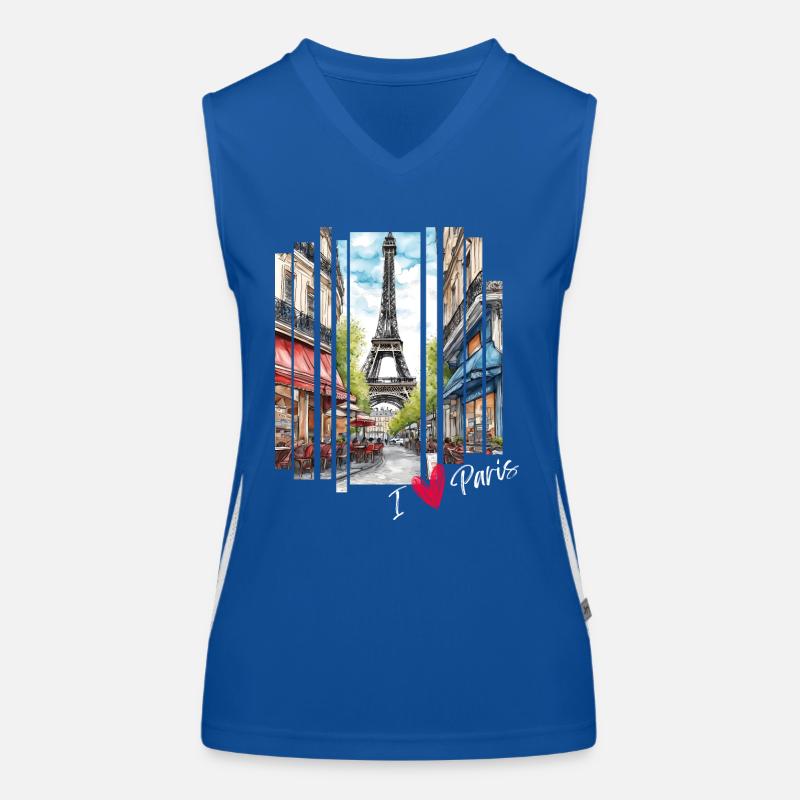 I love Paris: Eiffel Tower and a Charming Cafe Women's Functional Contrast Tank Top
