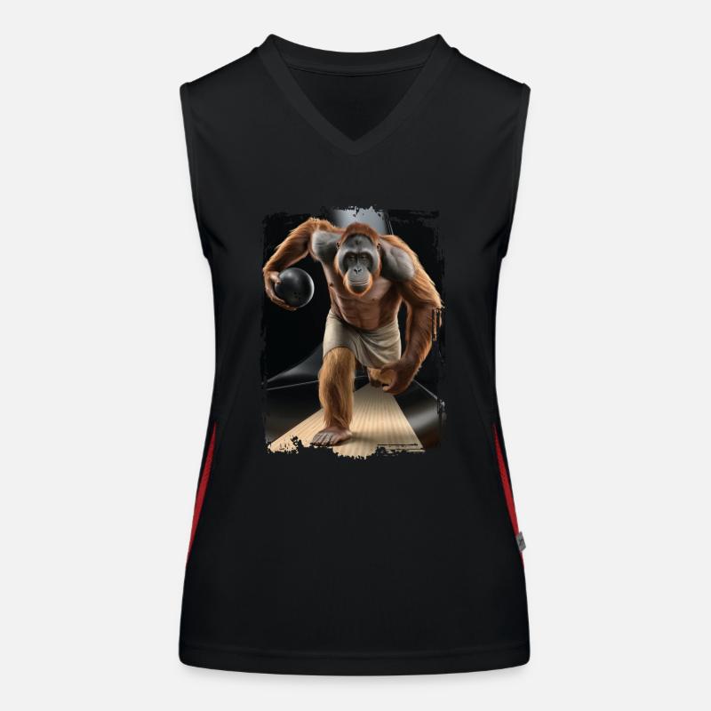 Orang-Utan spielt Bowling Geschenk Funktionelles Kontrast-Tank Top für Frauen