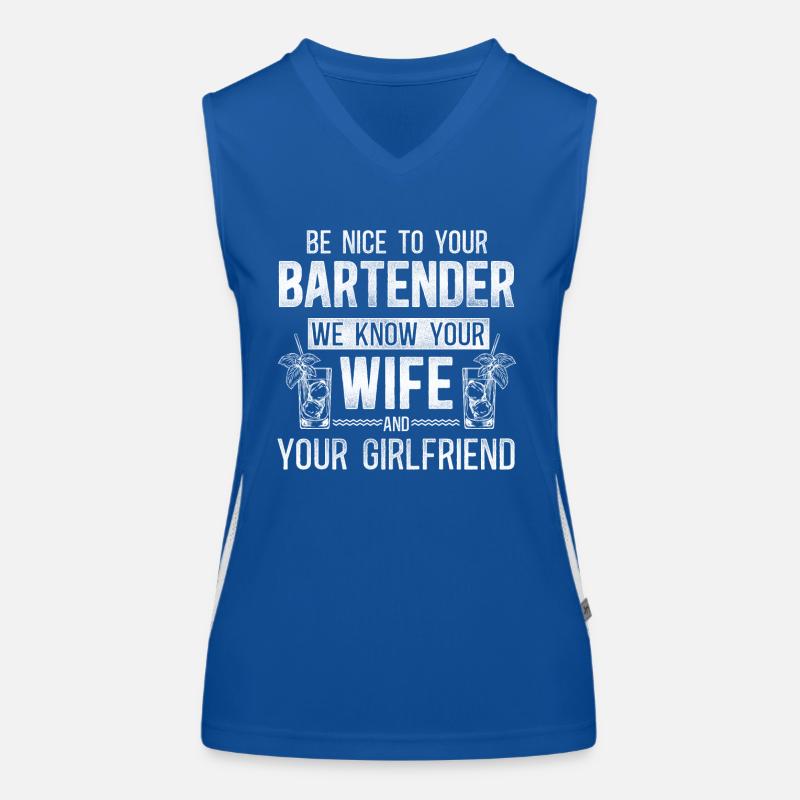 Bartender Mixologist Be Nice To Funktionelles Kontrast-Tank Top für Frauen