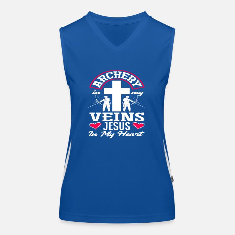 Jesus Bogen Christlich Bogenschießen Funktionelles Kontrast-Tank Top für Frauen