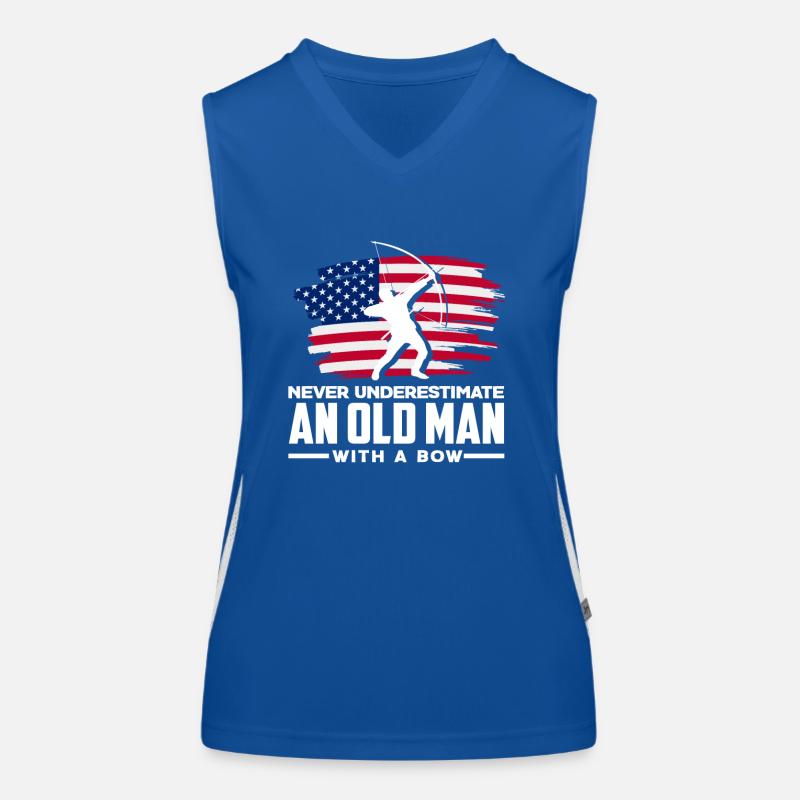 Old man with a bow archery Women's Functional Contrast Tank Top