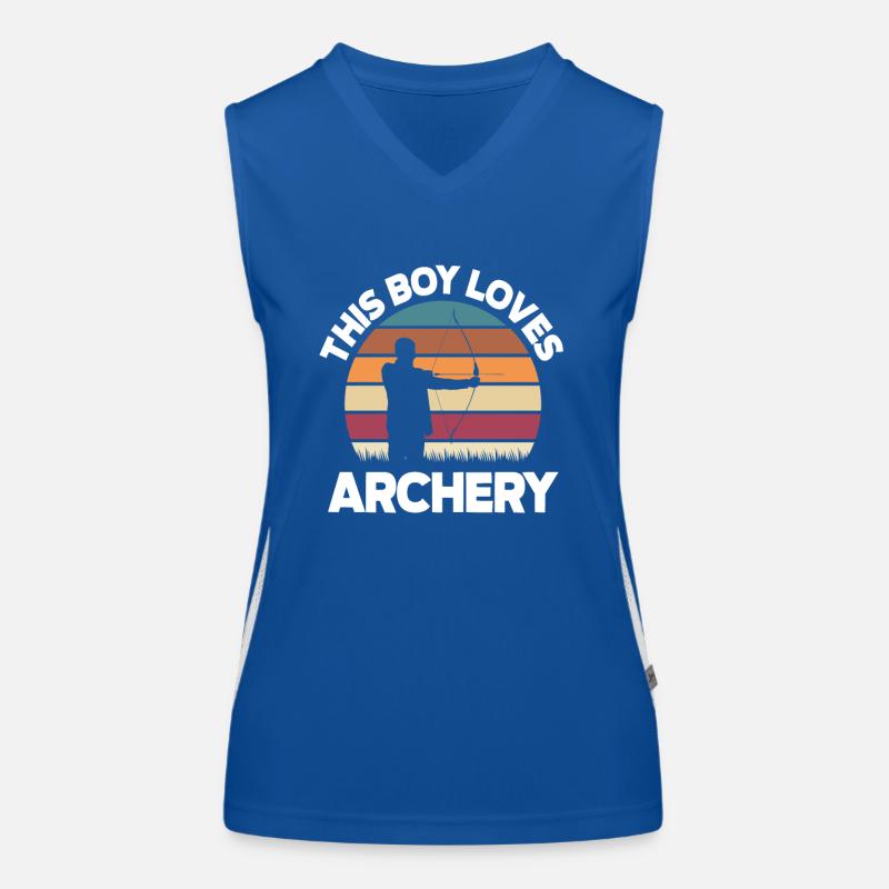 Bogen Junge Kind Bogenschießen Funktionelles Kontrast-Tank Top für Frauen