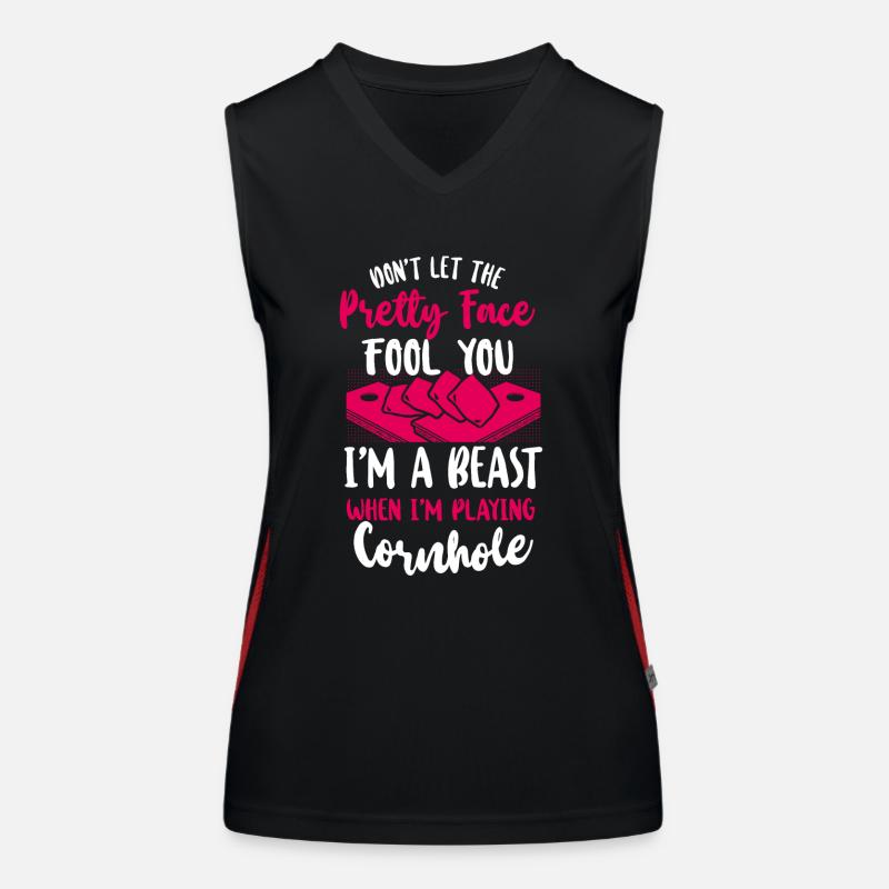 Cornhole Team Bean Bag Player Funktionelles Kontrast-Tank Top für Frauen