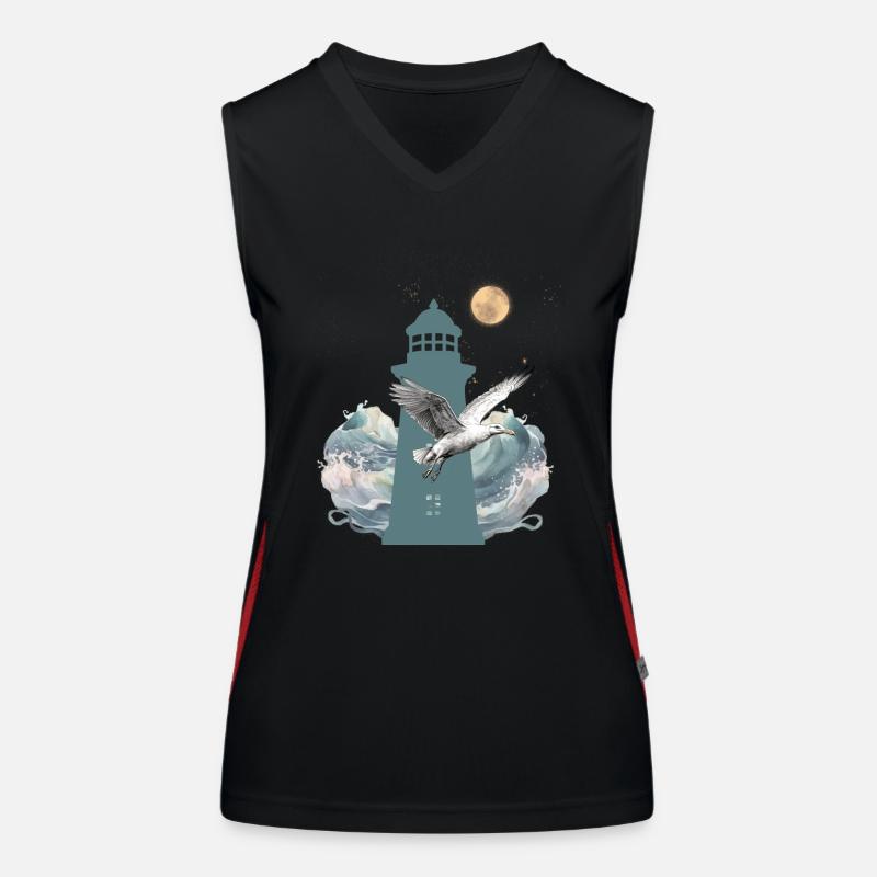 maritim Leuchtturm Leuchttürme Möwe Funktionelles Kontrast-Tank Top für Frauen