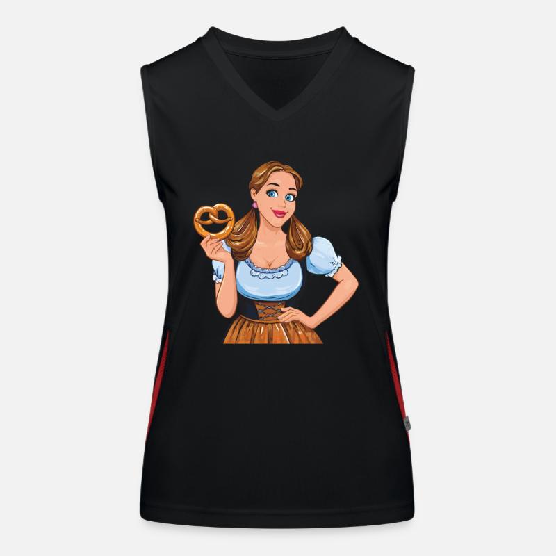 MRS. DIRNDL PRETZEL Women's Functional Contrast Tank Top