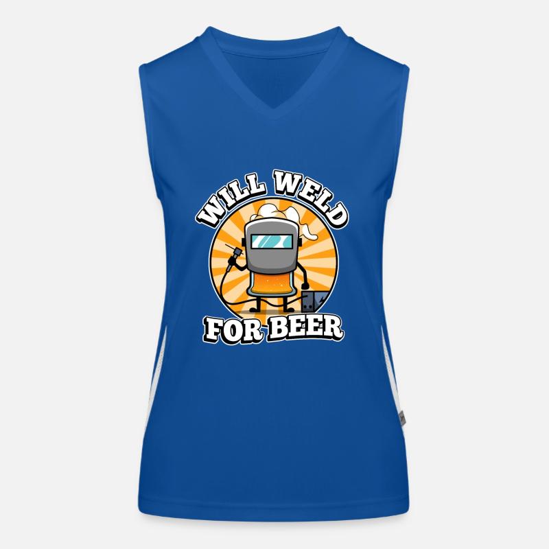 Will weld for beer Women's Functional Contrast Tank Top