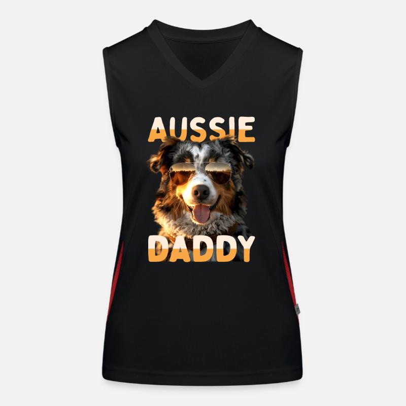 Aussie Daddy Papa Vatertag Dad Australian Shepherd Funktionelles Kontrast-Tank Top für Frauen