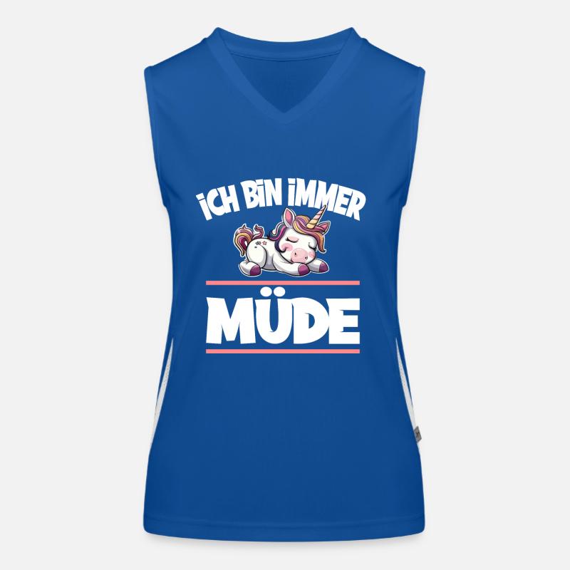 Ich Bin Immer Müde Einhorn Funktionelles Kontrast-Tank Top für Frauen
